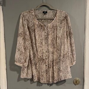 Talbots‎ Womens Animal Snake Print Layered Lined Shirt Blouse Shirt Size 16WP